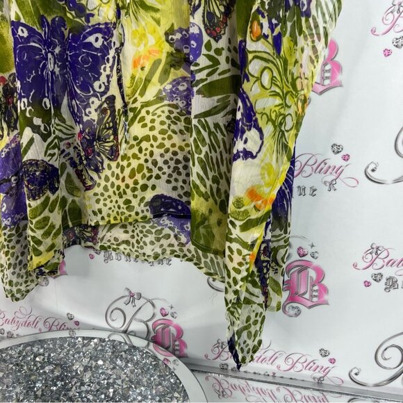 Jessica coverup dress butterfly’s tropical Vibrant Green and Purple Tunic - Picture 3 of 8